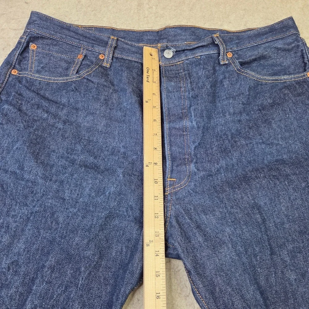 Levi's 501 Regular Straight Fit Button Fly Jeans Mens 42x30 Dark Wash